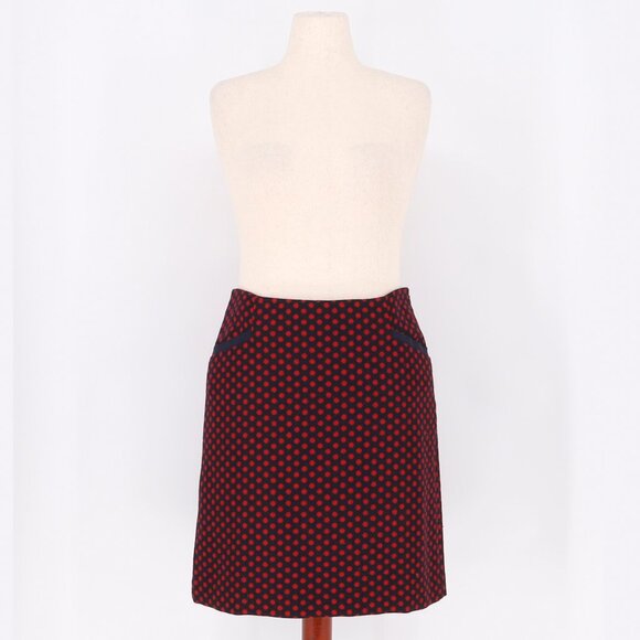 NWT TALBOTS Wool Blend Polka Dot Pencil Skirt in Navy & Red Size 10 - Picture 4 of 8